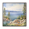 Watercolor Lake Tahoe Painting Printed on Canvas, South Lake Tahoe, California.  Framed print on canvas