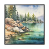 Watercolor painting of Lake Tahoe, Nevada.  West shore area.  Framed Print on Canvas