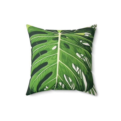 Tropical Jungle Leaf Print square throw pillow