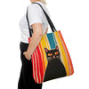 Black Cat with Rainbow Stripes Bag