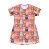 Super Adorable hand drawn all over lions and tigers and bears t-shirt dress design