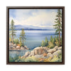 Watercolor Lake Tahoe Painting Printed on Canvas, South Lake Tahoe, California.  Framed print on canvas