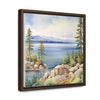 Watercolor Lake Tahoe Painting Printed on Canvas, South Lake Tahoe, California.  Framed print on canvas