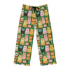 Lions and tigers and bears on mens pajama pants in dark green