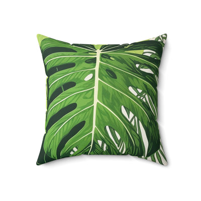 Tropical Jungle Leaf Print square throw pillow