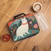 White cat in a field of flowers Lunch Bag