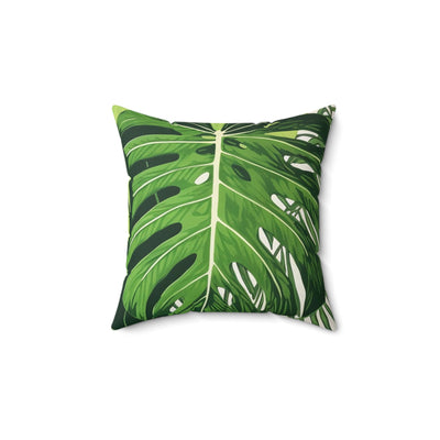 Tropical Jungle Leaf Print square throw pillow