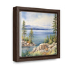 Watercolor Lake Tahoe Painting Printed on Canvas, South Lake Tahoe, California.  Framed print on canvas