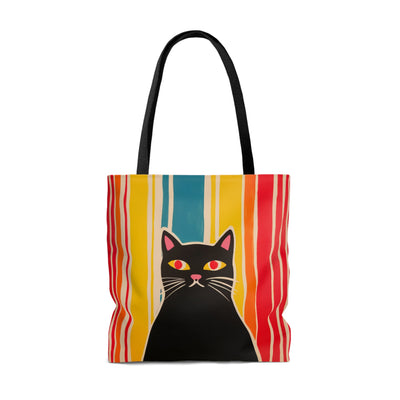 Black Cat with Rainbow Stripes Bag