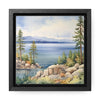 Watercolor Lake Tahoe Painting Printed on Canvas, South Lake Tahoe, California.  Framed print on canvas