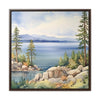 Watercolor Lake Tahoe Painting Printed on Canvas, South Lake Tahoe, California.  Framed print on canvas