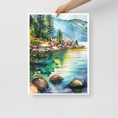 Lake Tahoe Watercolor Print Poster