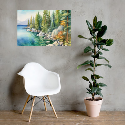 Lake Tahoe watercolor painting Art Poster #2