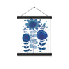 Blue Flower Pattern Poster with hangers