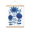 Blue Flower Pattern Poster with hangers