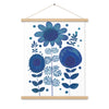 Blue Flower Pattern Poster with hangers