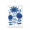 Blue Flower Pattern Poster with hangers