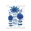 Blue Flower Pattern Poster with hangers