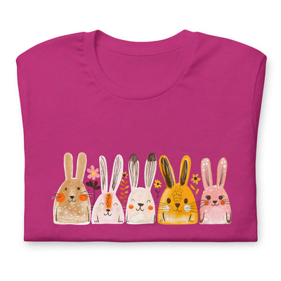 Super cute rabbits in a row Unisex t-shirt